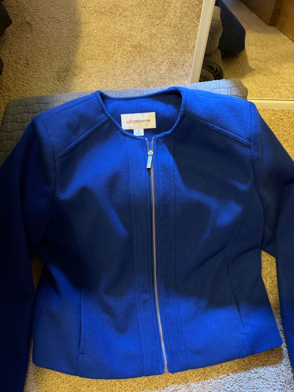Liz Claiborne Cobalt Blue Zip-Front Blazer